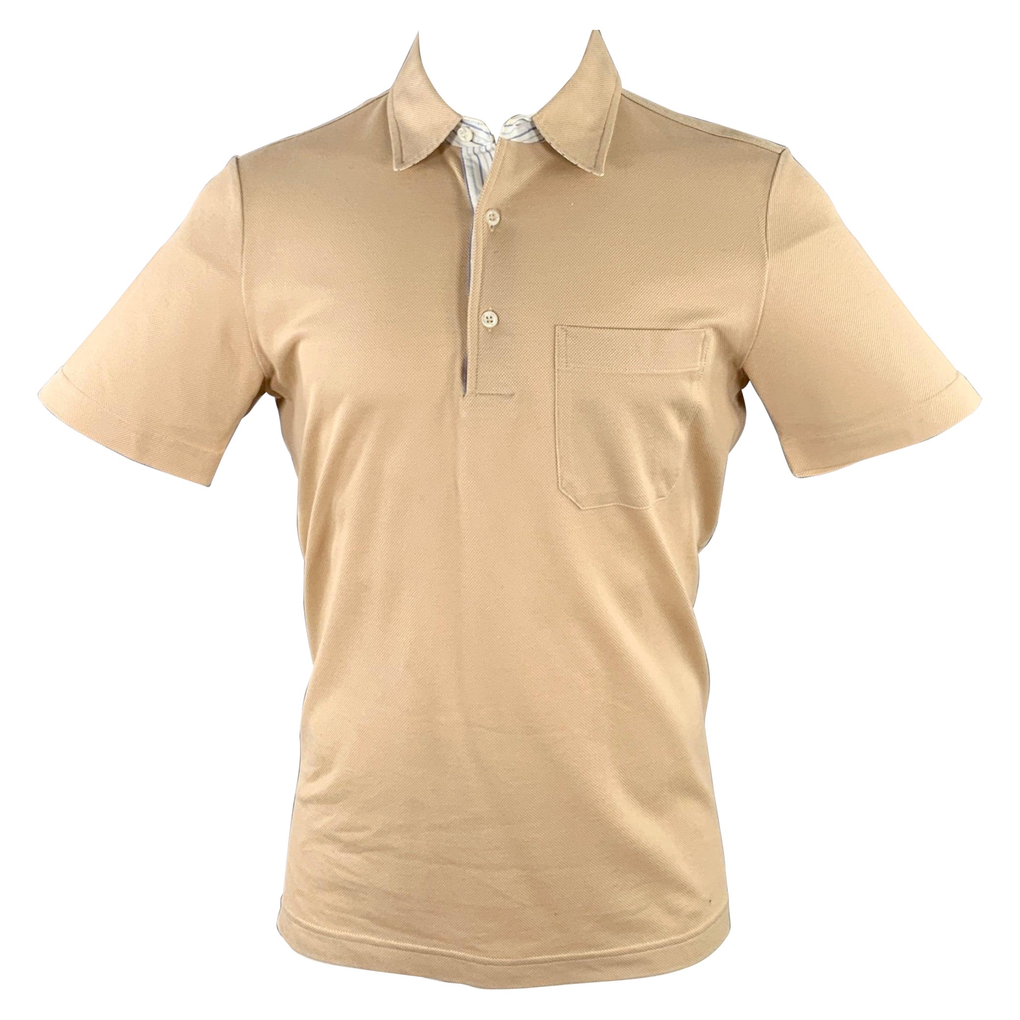 PAL ZILERI Größe M Beige Weiß Blau Kontrastbesatz Kurzarm-Polo mit Kontrastbesatz im Angebot