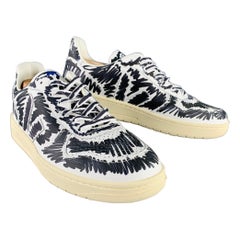 MARNI Size 10.5 White Black Scribble Leather Low Top Sneakers