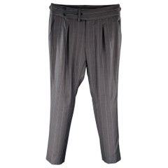 DOLCE & GABBANA Size 32 Black Blue Pinstripe Pleated Dress Pants