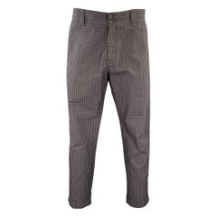 DOLCE & GABBANA Size 34 Grey Charcoal Checkered Cotton Cuffed Casual Pants