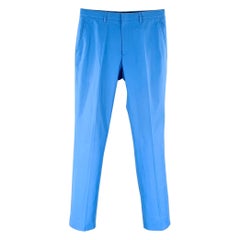 CALVIN KLEIN COLLECTION Size 31 Blue Cotton Flat Front Dress Pants