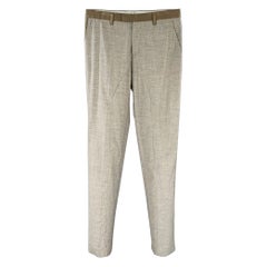 ETRO Size 32 Black Grey Woven Wool Cotton Flat Front Casual Pants (pantalon décontracté en laine et coton tissé)