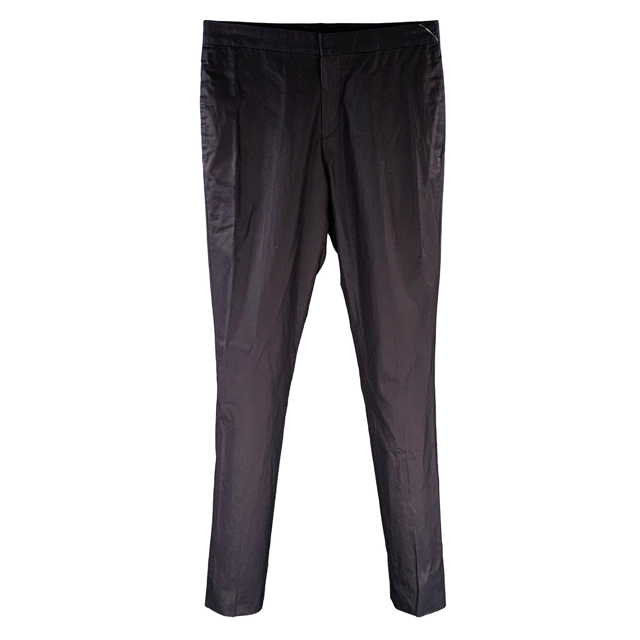 GIVENCHY Size 30 Black Navy Two Toned Cotton Flat Front Dress Pants For Sale