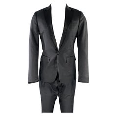 DSQUARED2 Size 38 Black Wool Silk Peak Lapel Suit