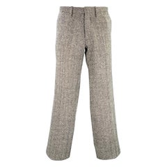 DSQUARED2 Size 36 Black White Herringbone Virgin Wool Flat Front Dress Pants