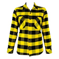 SANDRO Size XXL Yellow Black Buffalo Plaid Cotton Long Sleeve Shirt