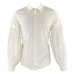 Valentino Taglia S White Camicia a doppia manica plissettata a maniche lunghe