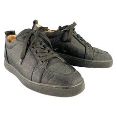 Used CHRISTIAN LOUBOUTIN Size 9 Rantulow Black Jacquard Red Sole Sneakers