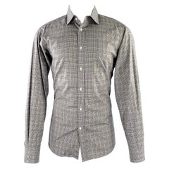RALPH LAUREN Size M Grey Purple Plaid Cotton Spread Collar Long Sleeve Shirt