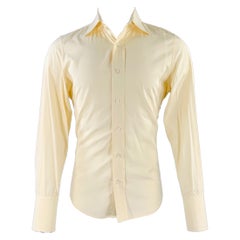 DSQUARED2 Size 38 Yellow Cotton Curved Cutaway Long Sleeve Shirt