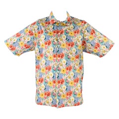 R13 SS18 Size XL Multi Color Floral Cotton One Pocket Short Sleeve Skater Shirt