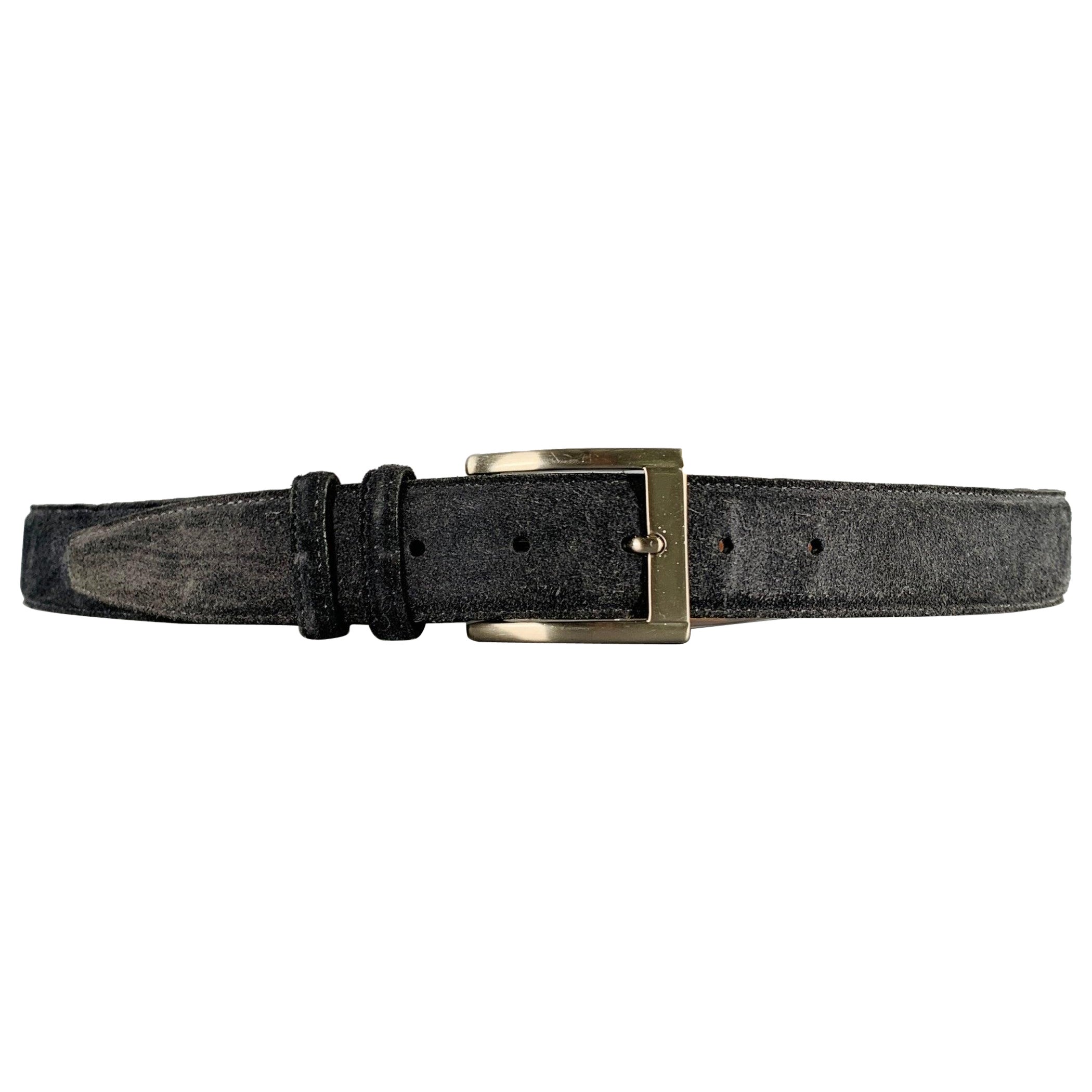 SAKS FIFTH AVENUE Size 42 Navy Suede Belt For Sale