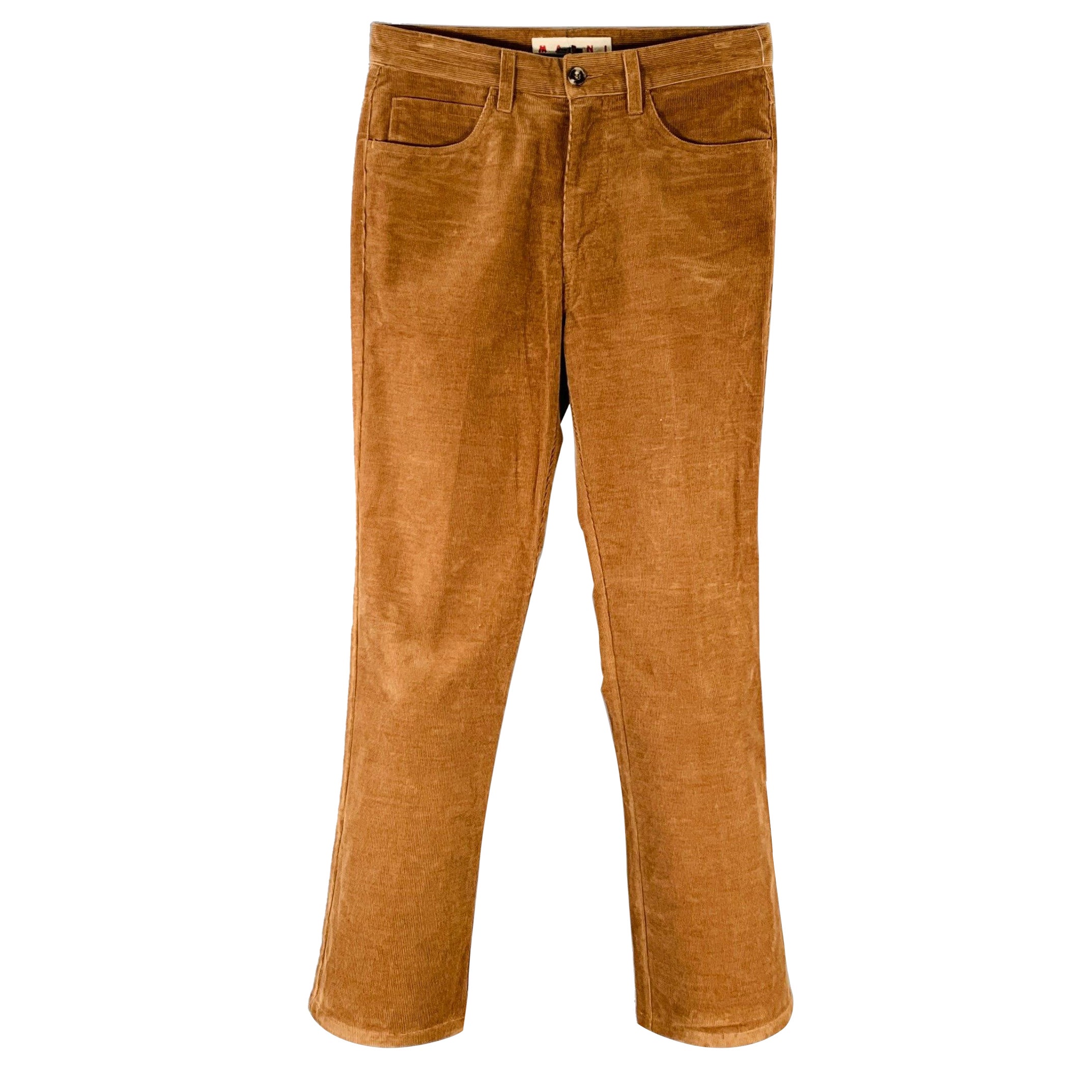 MARNI Size 30 Brown Corduroy Cotton Straight Casual Pants For Sale