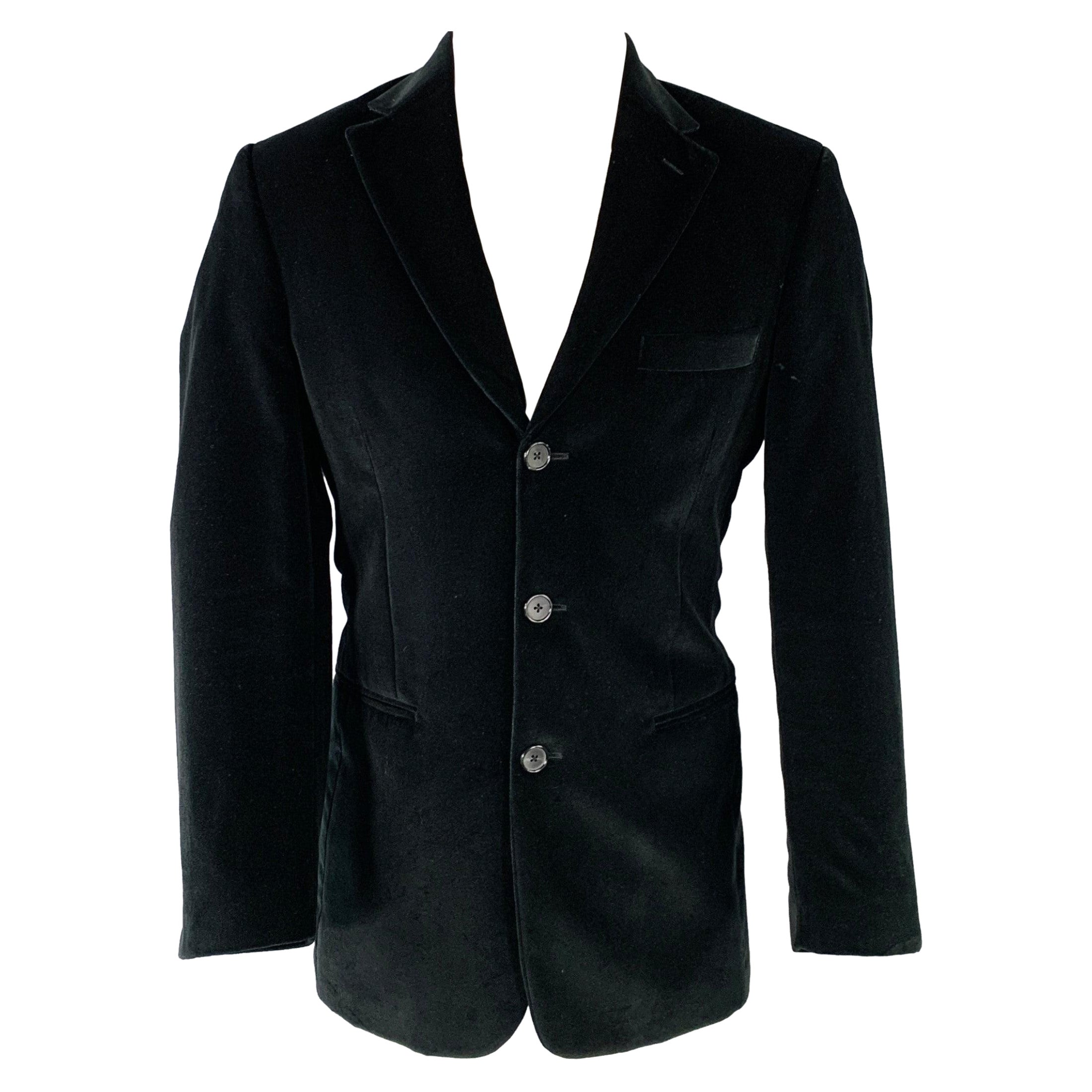 John Bartlett Taglia 38 - Cappotto sportivo monopetto in velluto nero in vendita