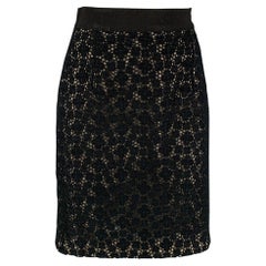 GIAMBATTISTA VALLI Size S Black Cotton Guipure Pencil Skirt
