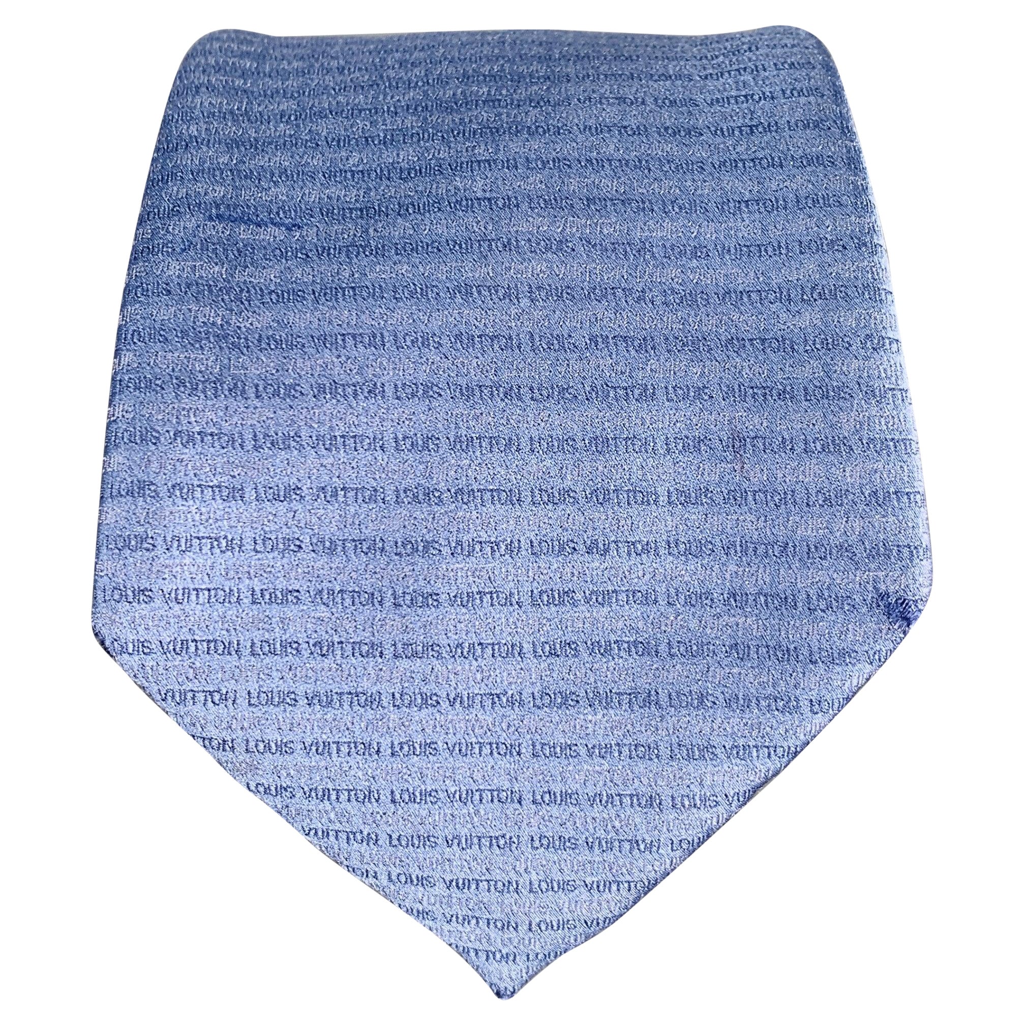 LOUIS VUITTON Blue Logo Silk Tie