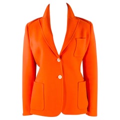 MICHAEL KORS Size 12 Orange Wool Cashmere Peak Lapel Coat