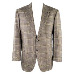 Neiman Marcus Taglia 46 Regolare Grigio Marrone Viola Plaid Lana Sport Coat