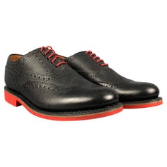 Grenson misura 8,5 nero rosso traforato in pelle, scarpe da polso con lacci e scarpe da ginnastica