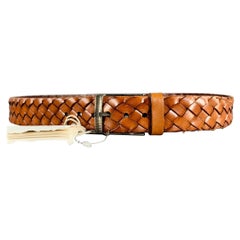 BRUNELLO CUCINELLI Size 42 Brown Cognac Woven Leather Belt
