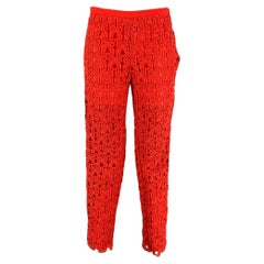 MOSCHINO Size 6 Orange Coral Triacetate Blend Guipure Lace Slim Dress Pants