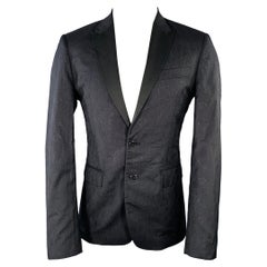 Manteau de sport en laine et soie ROBERTO Cavalli Taille 40 Noir Gris Jacquard de serpent