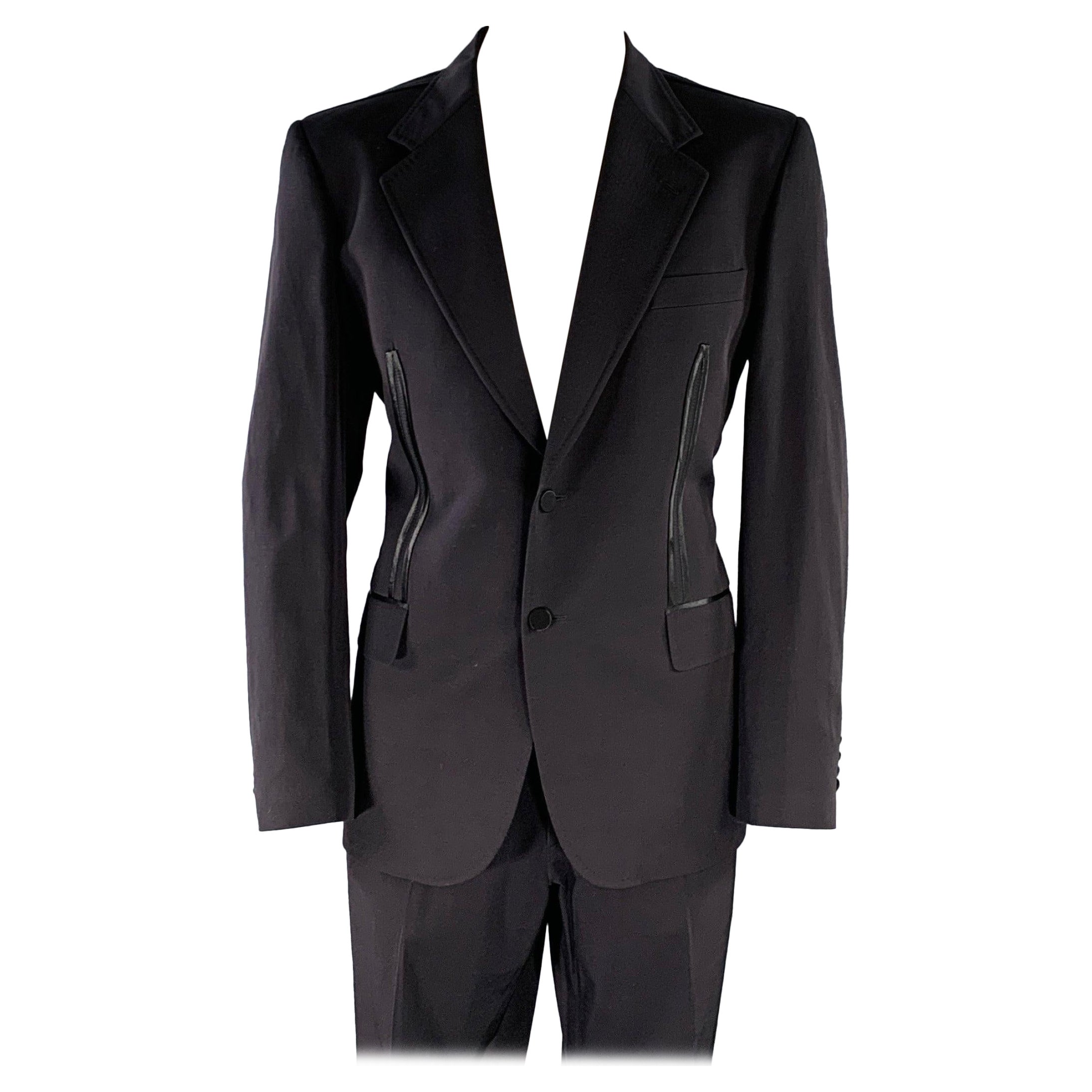 MOSCHINO Size 46 Black Polyamide Blend Notch Lapel Tuxedo