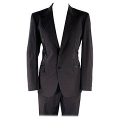 MOSCHINO Size 46 Black Polyamide Blend Notch Lapel Tuxedo