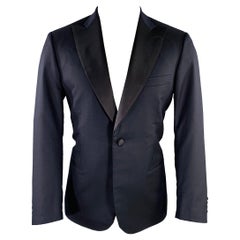 Brioni Taglia 40 Regular Navy Black Two Toned Wool Peak Lapel Sport Coat
