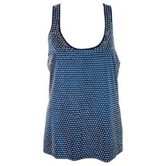 BURBERRY PRORSUM Size M Blue Silver Silk Blend Studded Racerback Dress Top