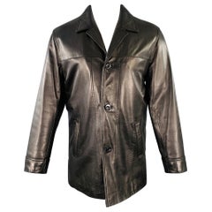 KENNETH COLE Size S Black Leather Single Breasted Coat