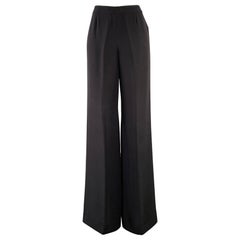 GIORGIO ARMANI - Pantaloni a gamba larga in seta nera taglia 6
