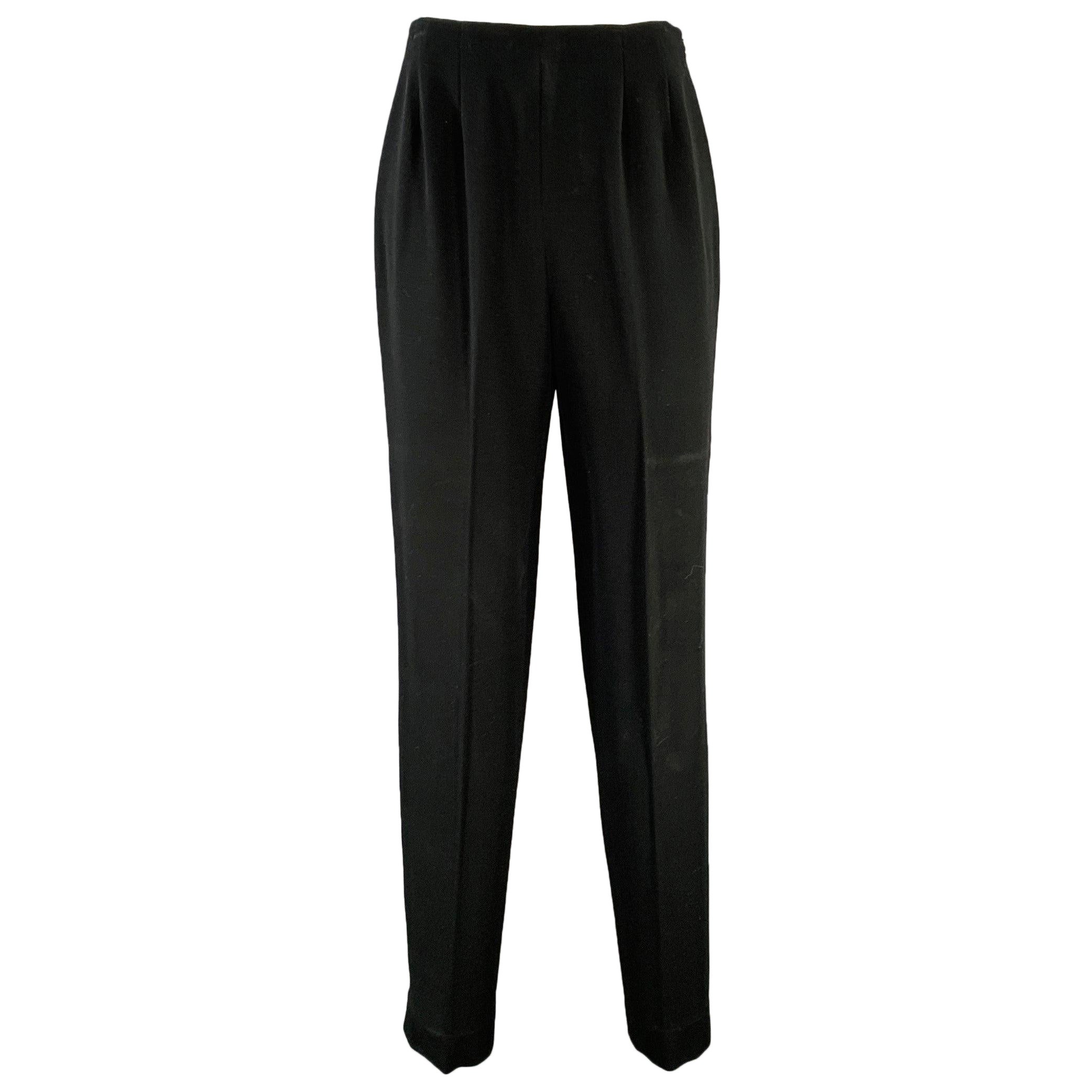 RALPH LAUREN COLLECTION Taille 6 - Robe noire en laine à fermeture éclair latérale