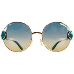 Occhiali da sole Salvatore Ferragamo in metallo cobalto e oro