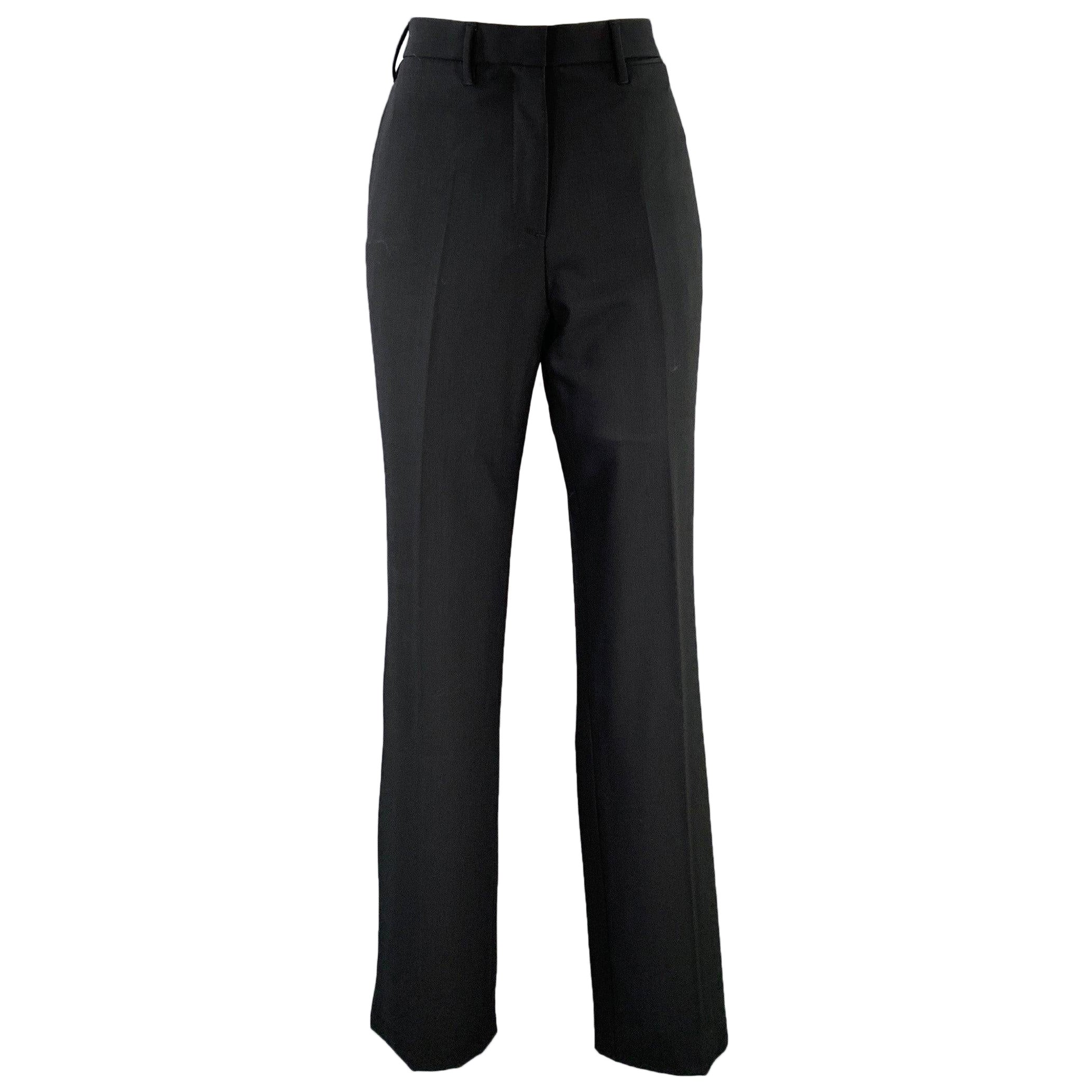 CALVIN KLEIN COLLECTION Size 8 Black Wool Wide Leg Dress Pants For Sale