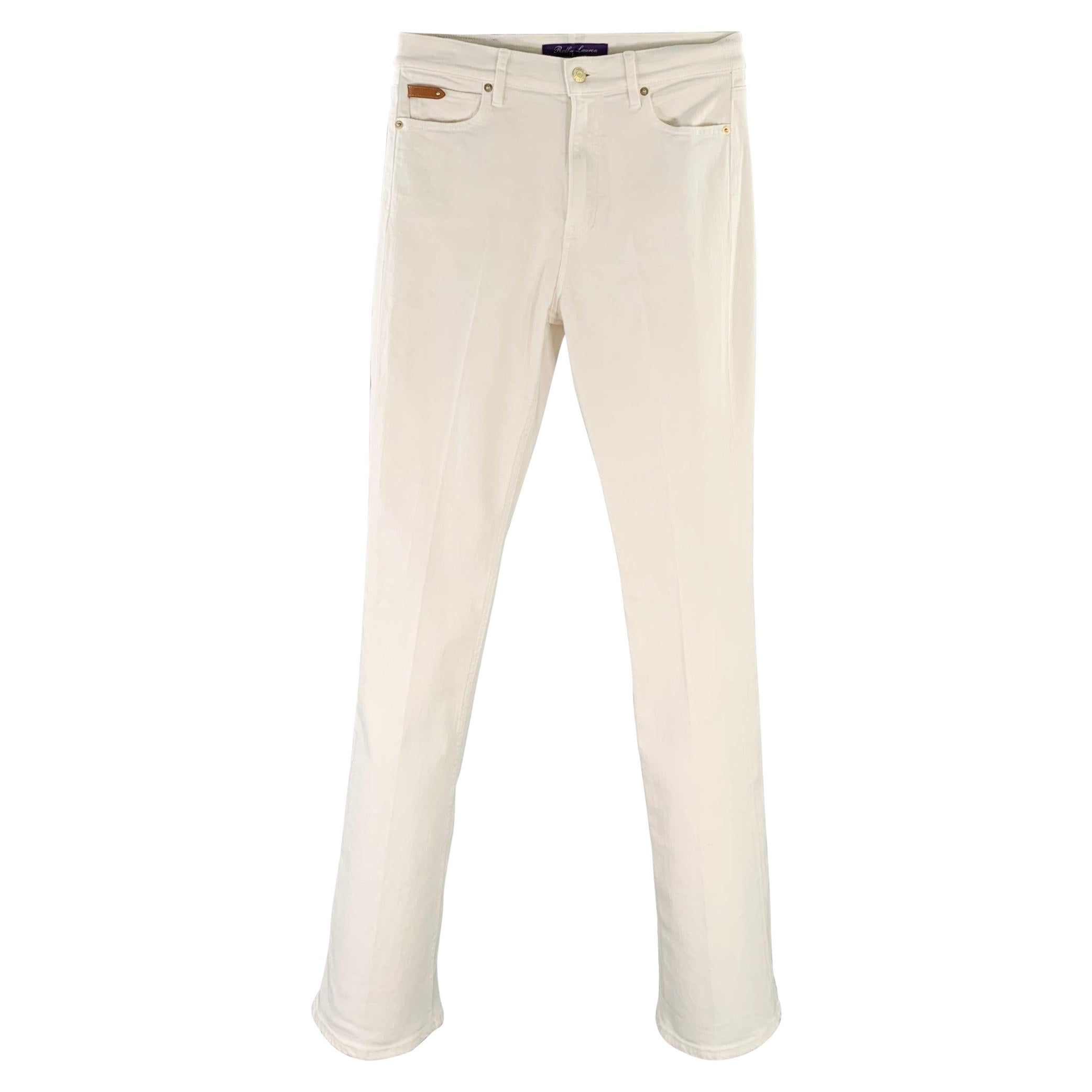 RALPH LAUREN Größe 29 Weiße Jeans aus Twill-Baumwollmischung mit fünf Taschen und Stiefelschliff