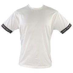 BURBERRY Size XS Teslow White Black Logo Cotton Ribbon Trim T-shirt