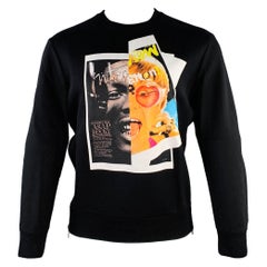 NEIL BARRETT Size M Rocky Elton Black Multi Color Print Viscosew Neck Sweatshirt