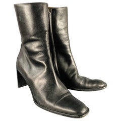 GUCCI Size 10 Black Leather Side Zipper Boots
