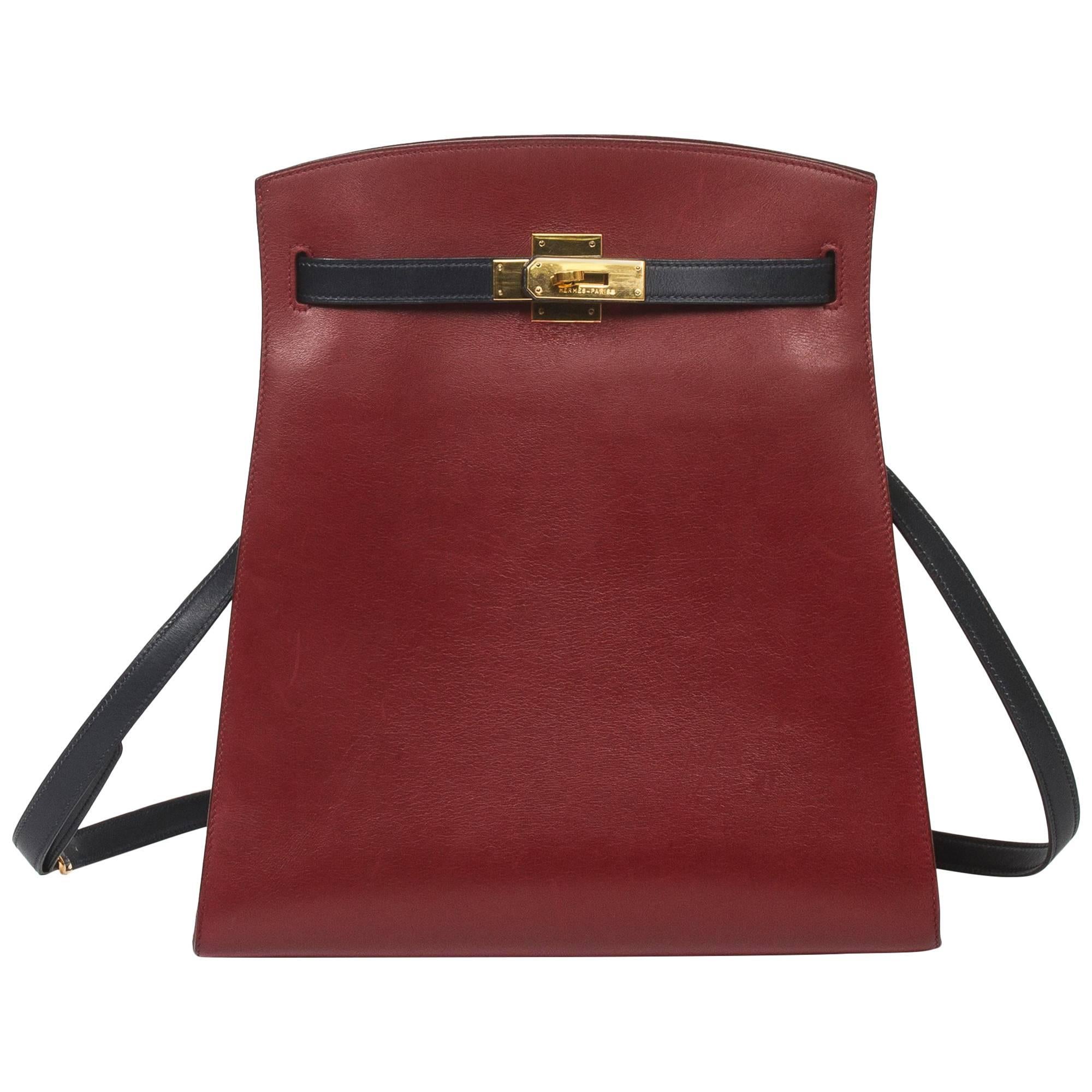 Hermes - Kelly Sport GM Bicolor Rouge H/Navy Box Leather