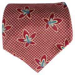 GIORGIO ARMANI Corbata de seda floral abstracta burdeos topo