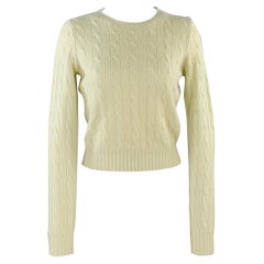 RALPH LAUREN Size M Green Chartreuse Cashmere Cable Knit Pullover