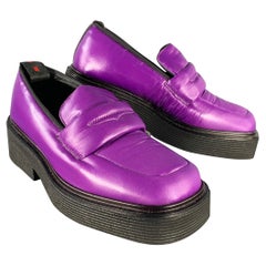 MARNI Talla 9 Purple Black Techno Padded Platform Loafer Flats