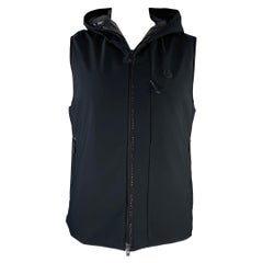 Moncler Taglia L Gilet Softshell con cappuccio e zip in misto poliammide nero I.L.A.