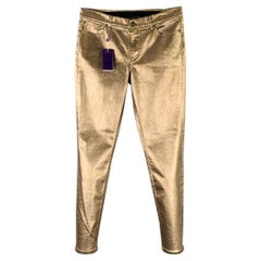 RALPH LAUREN COLLECTION Size 32 La Costa Gold Cotton Blend Metallic Jean Cut Casual Pants