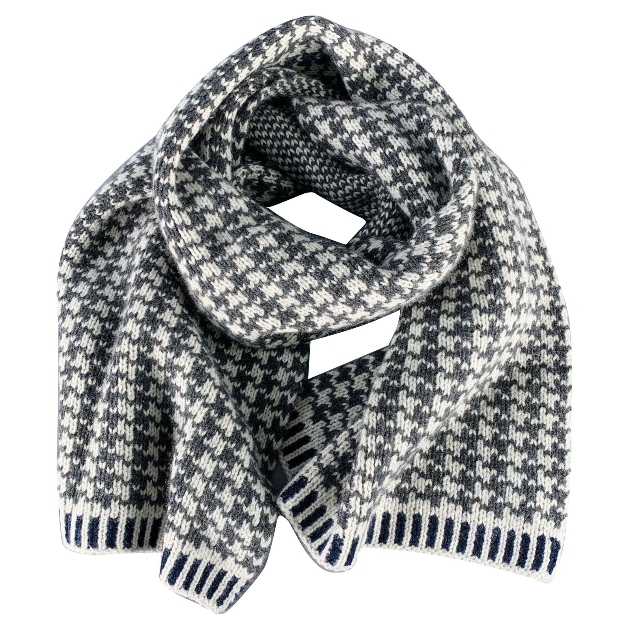 BLACK FLEECE White Charcoal Abstract Cashmere Scarf