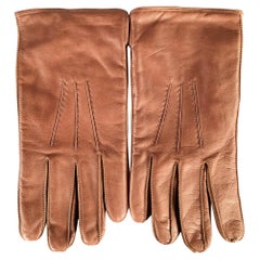 GHURKA Size S Brown Cashmere Lined Leather Gloves