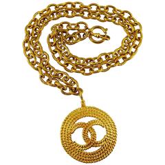 Chanel Vintage 1993 Gold Toned CC Pendant Sautoir Necklace 8