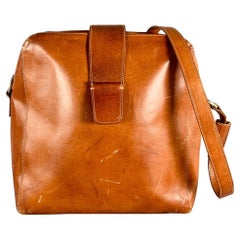 MAISON MARTIN MARGIELA Tan Distressed Calfskin Leather Shoulder Bag