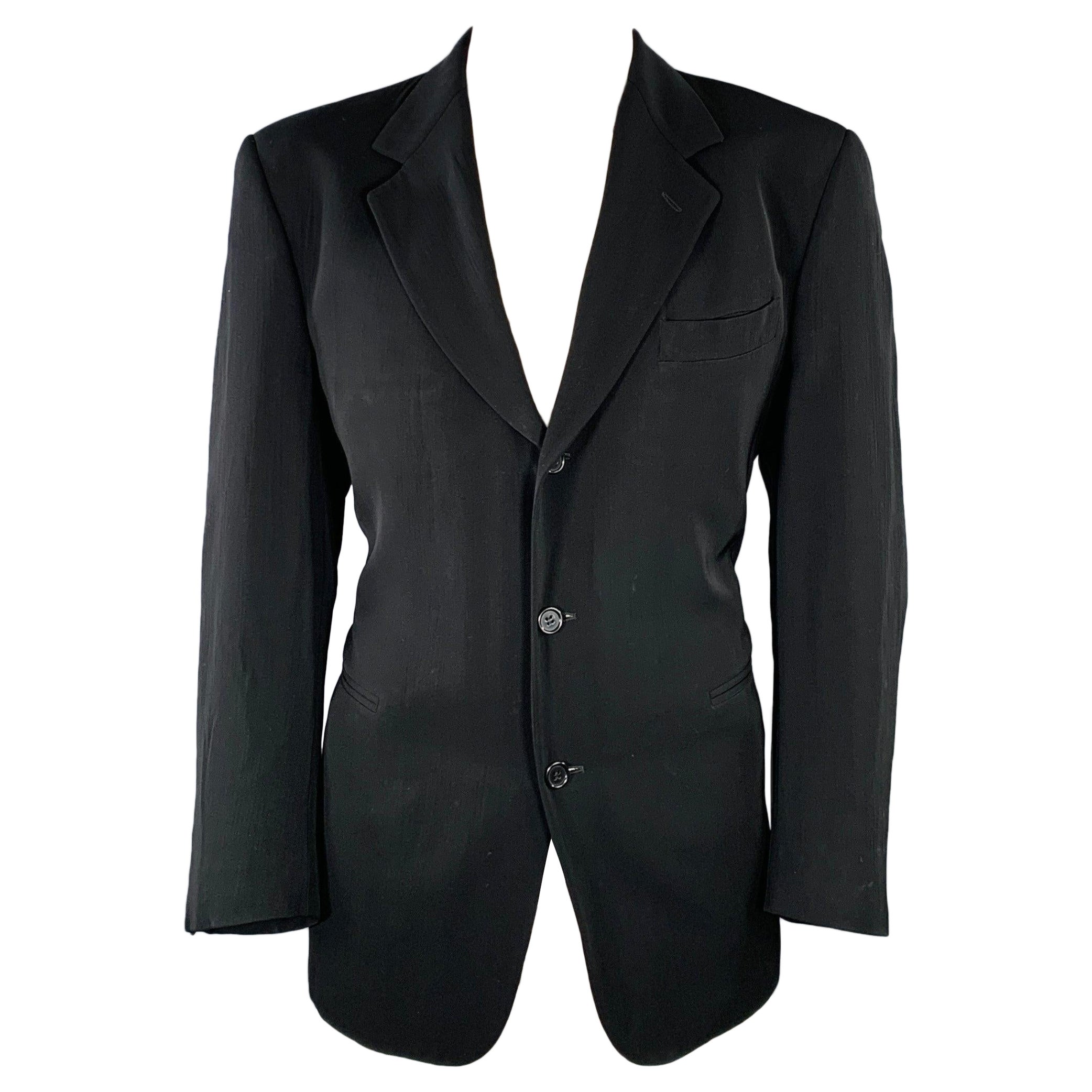 DONNA KARAN Schwarzer Sportmantel mit Neckholder-Revers, Größe 44 im Angebot